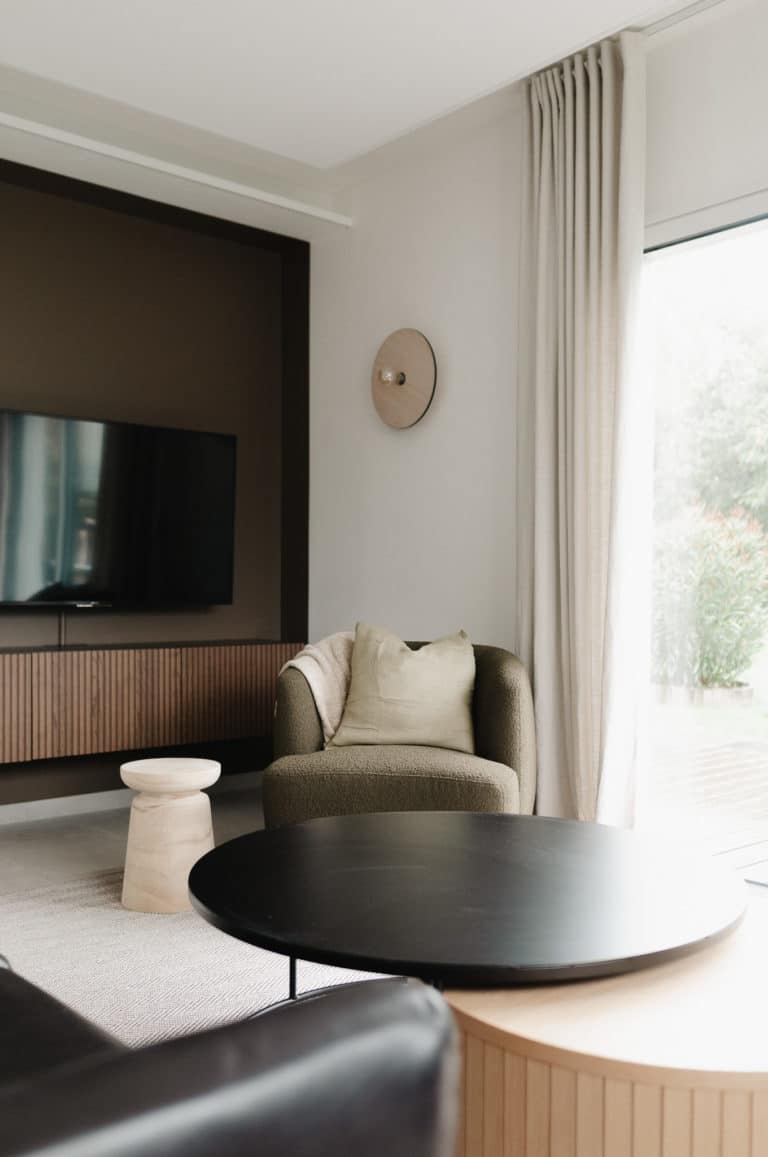 Salon contemporain cosy - Réalisation décoratrice d'intérieur Finistère